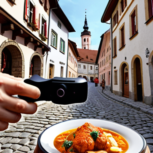 Home 18 An immersive scene showcasing the fusion of cutting-edge digital transformation and authentic regional experiences in a picturesque European setting, reminiscent of the Bavarian Alps or Austrian countryside. A traveler, wearing a modern yet discreet VR headset, is virtually exploring the winding cobblestone streets of a charming small town, with subtle augmented reality overlays showing points of interest and real-time local craft markets. In the foreground, hands are seen preparing traditional regional dishes with fresh, locally sourced ingredients, symbolizing local value creation and sustainability. The light is warm and inviting, highlighting both advanced technology and timeless cultural heritage.