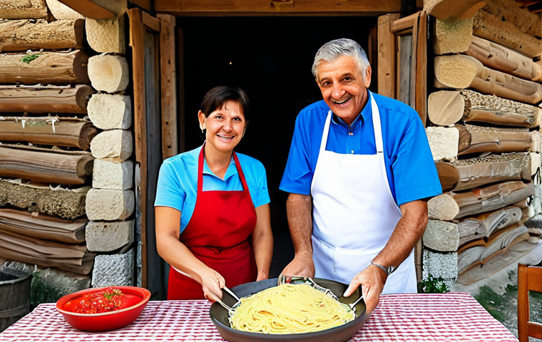 관광 소비자의 심리 - Agriturismo Experience**
"A family enjoying a traditional Italian farmhouse (agriturismo), fully cl...