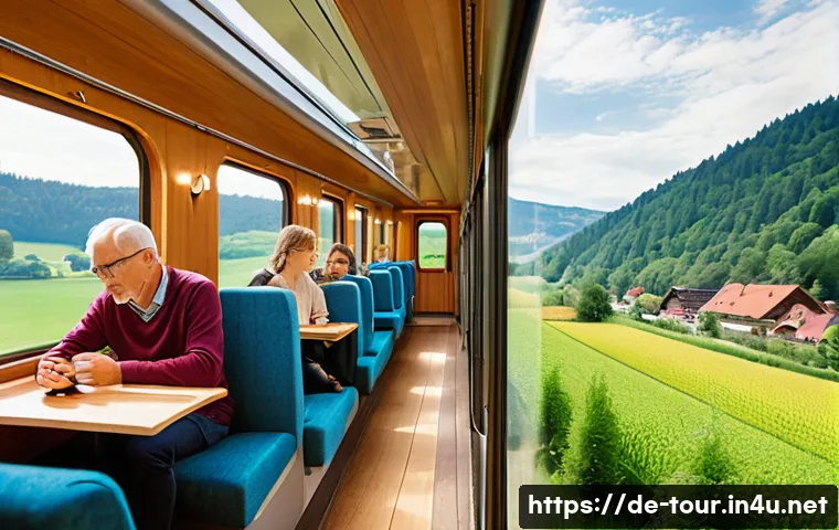 관광산업 동향 - **Prompt:** A serene and inviting "sustainable travel" scene in the German countryside. A group of f...