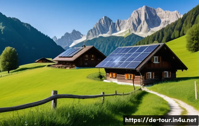관광 개발 사례 분석 - A serene alpine landscape in the Tirol region showcasing sustainable tourism: winding hiking trails ...